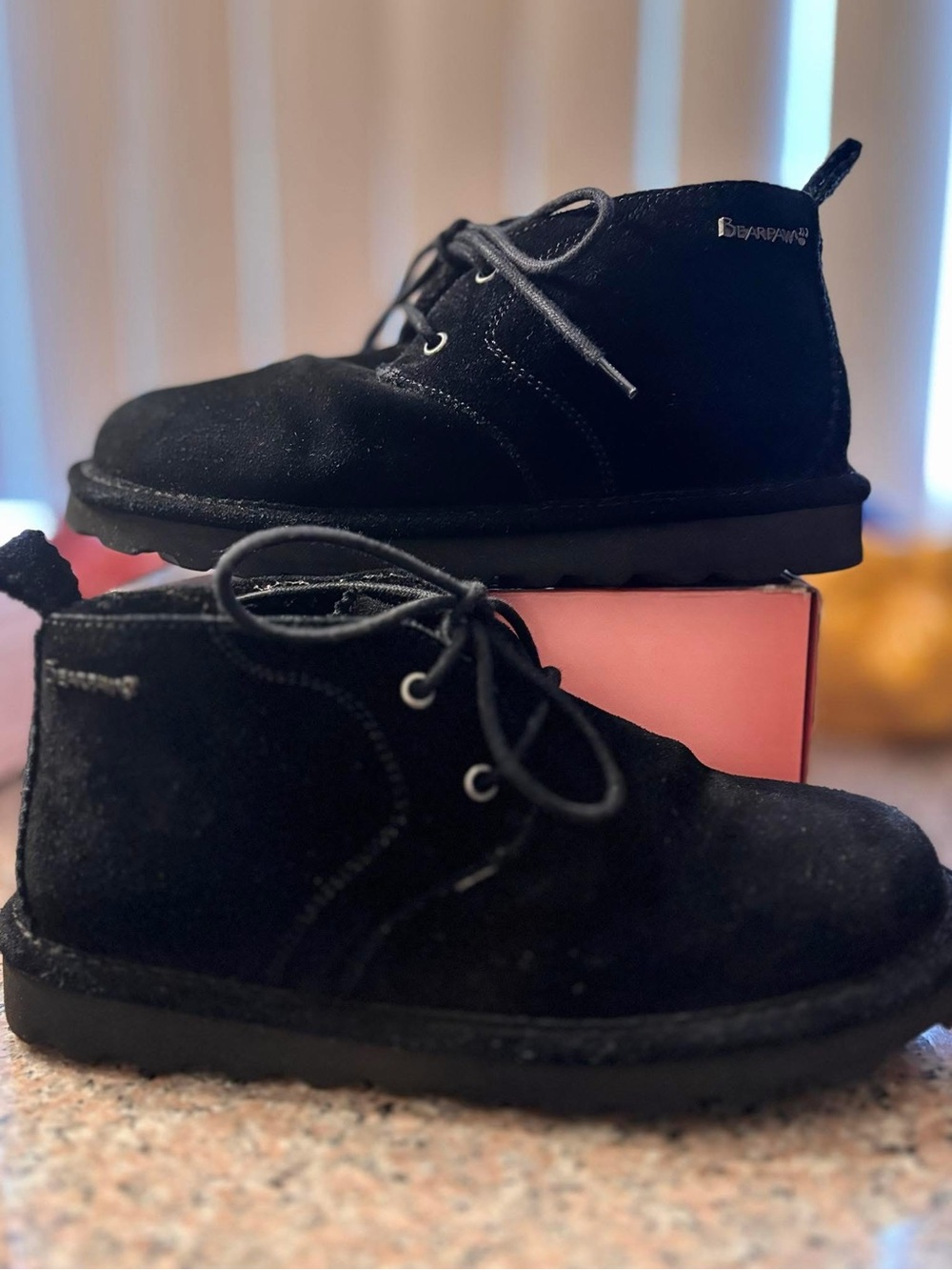 BearPaw Black Suede Lace-Up Chukka Booties